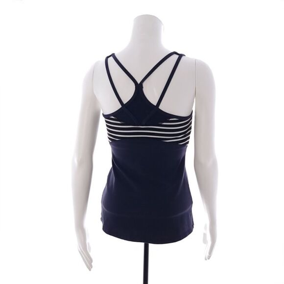 Athleta Womens Size XS Built in Bra Blue White Striped Athletic Tank Top - Picture 5 of 7
